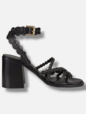 See by Chloe Women's Black Kaddy Scallop Sandals Shoes Size EU:35.5 US:5.5
